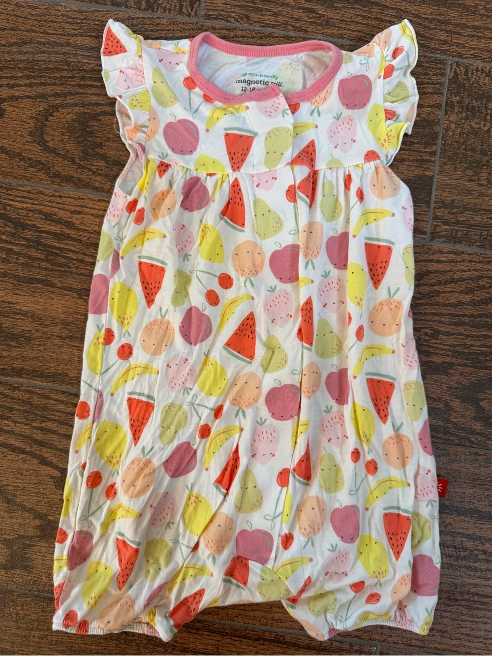 Magnetic Me Fruit-Print Baby Romper in White, Pink, Yellow & Orange
